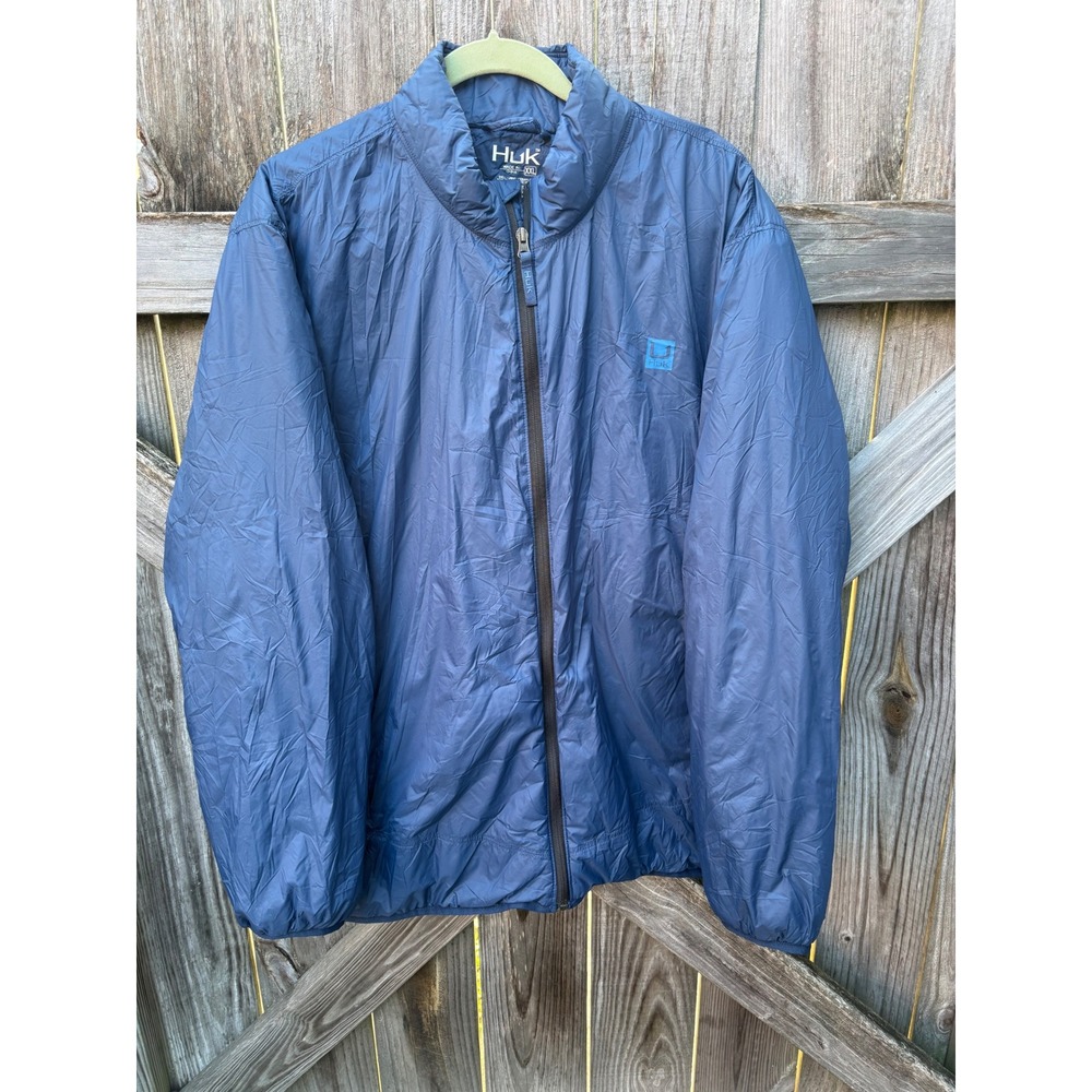 Huk Mens Primaloft Puffer Jacket Navy Blue Full Zip Insulated Coat XXL H4000122
